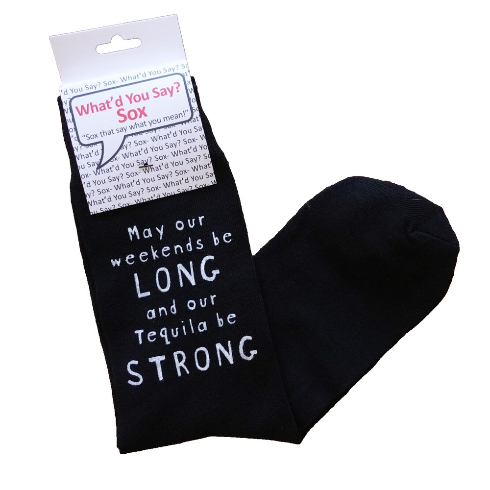 Foozys Graphic Quote Funny Black Socks Tequila Weekend Themed Unisex One Size